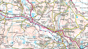 Ordnance survey showing Bamford in the Hope Valley