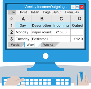 Multiple worksheets can be used in one spreadsheet