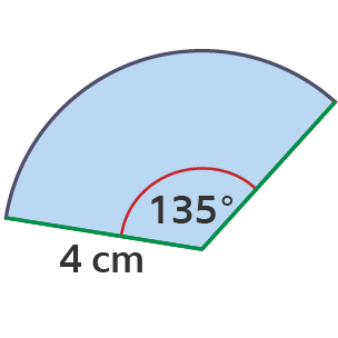 Sector of a circle with radius 4cm and angle 135°