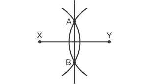 Perpendicular bisector of a line segment with two arcs and perpendicular