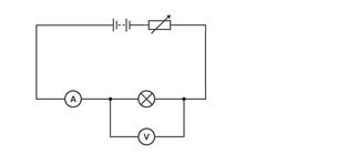 Circuit diagram for investigation into the voltage-current (V-I) characteristics of a filament lamp