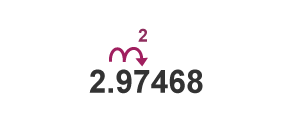 Counting two decimal places to the right of the number 2.97468