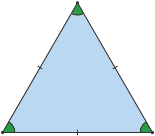 An equilateral triangle has 3 equal sides and 3 equal angles.