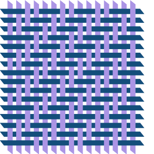 A graphical representation of a twill weave, with each thread going over two and then under two.