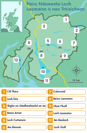 Map de Phàirc Nàiseanta Loch Laomainn is nan Tròisichean