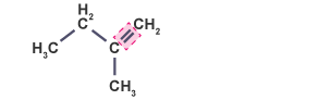 Structural formula of 3-methylbut-2-ene, with the double bond highlighted