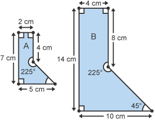 Diagram of a combined shape with values