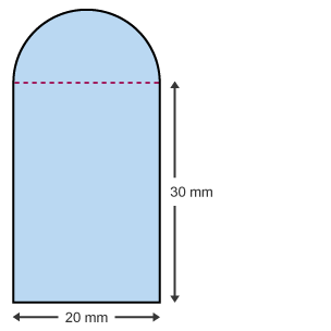 Diagram of a combined shape made up of a rectangle and a semicircle.
