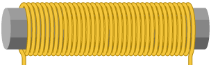 A coil of wire around a soft iron core. This creates an electromagnet.