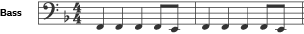 An extract of the bass guitar part.