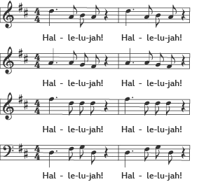 Extract of homophonic texture in the vocal harmony.