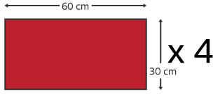 Side panel measurement 60 cm x 30 cm x 4 of jewellery box to help calculate surface area of jewellery box.