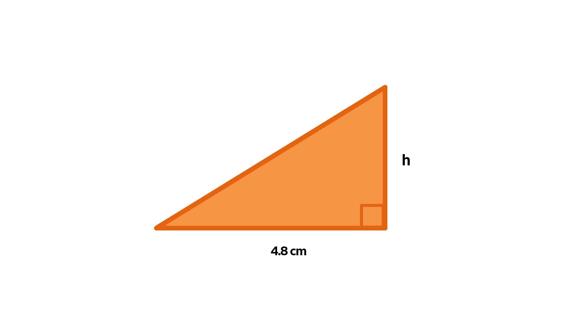 Triangle with a base of 4.8 cm and an area of 7.2 cm²