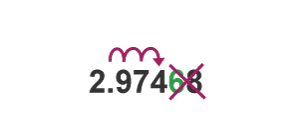 The fourth and fifth digit after the decimal place are crossed out of number 2.97468