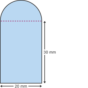 Combined rectangle and semicircle measuring 20mm x 30mm