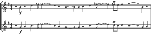 Extracts of the two trumpet parts in Migra.