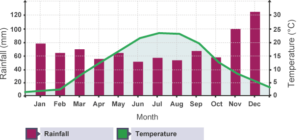 Temperate Rainforest Climate Graph