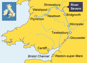 The River Severn runs from Plynlimon to the Bristol Channel, along the Welsh-English border.