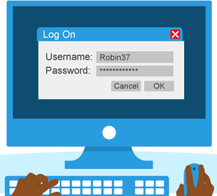 A user name and secure password login protect a computer