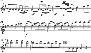 Bridge Passage preparing to change to a different key in the 2nd Subject or second theme