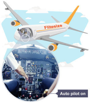 Magnified area of a cockpit demonstrating the autopilot function