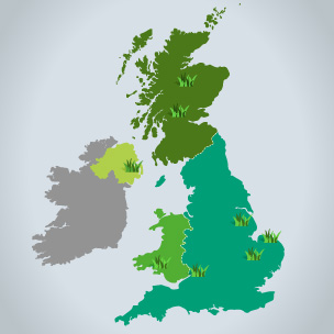 A map of the UK showing its wetlands.