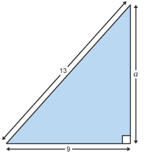 Right-angled triangle with values a, 9 and 13