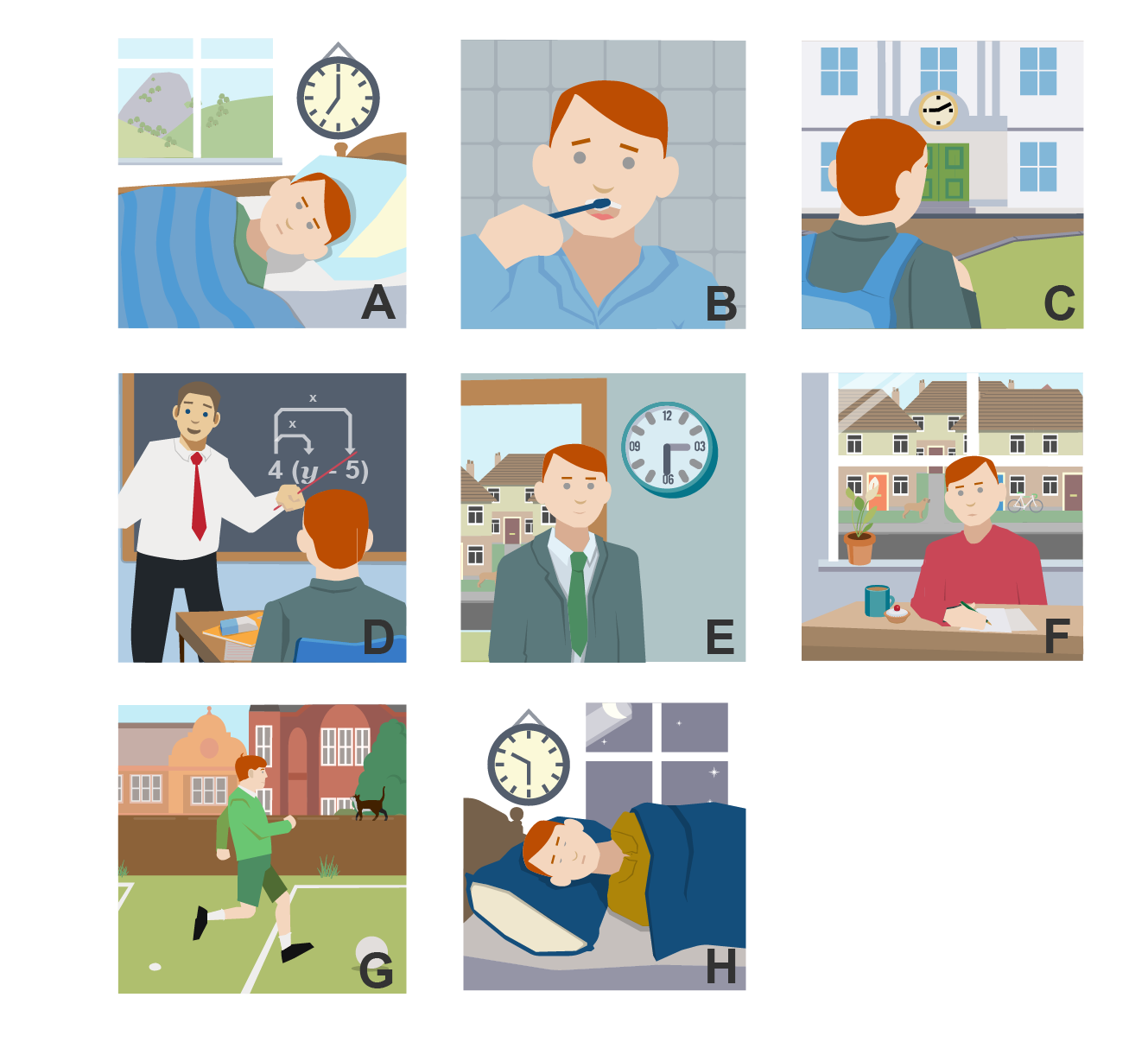 Scenes from a typical school day.