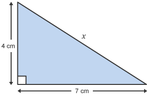 Diagram of a right-angled triangle with x47 values.