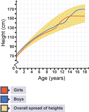 Graph showing girl and boy development rates