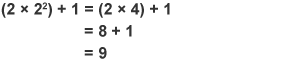 An infographic showing how to find the second term of the sequence 2n squared + 1. The second term is 9.