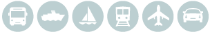 6 icons representing different modes of transport