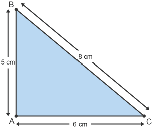 Triangle (ABC) with sides 5cmx6cmx8cm