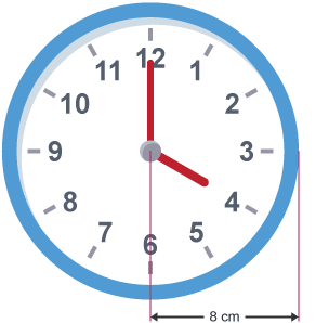 Clock face with radius, 8 cm