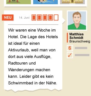 A hotel review as displayed on a website.