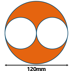 Circle of 120mm containing two circles each half as wide