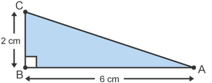 Right angle triangle (ABC) with sides 2cm x 6cm and one unknown