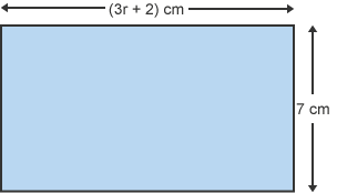 Rectangle with sides labelled, (3r+2) cm and 7 cm