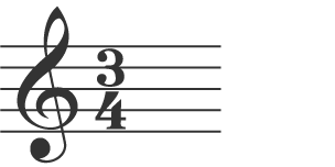 Treble clef and a time signature for 3/4