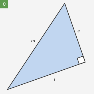 Diagram of a right-angled triangle with mst labels.