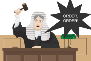 A high court judge shouting 'order, order!'