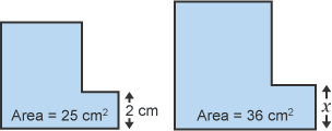 Diagram of two similar L type shapes with different values