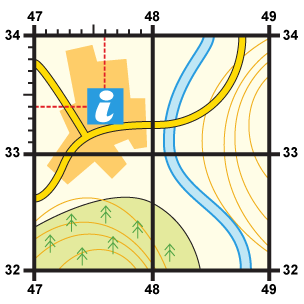 Example of an Ordnance Survey map grid with a six figure reference