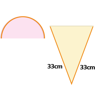 Arc with isosceles triangle of side 33cm