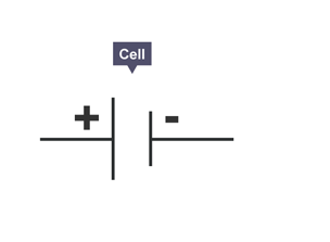 The positive and negative terminals of a cell