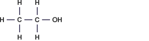 Structural formula of ethanol C2H5OH.