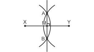 Perpendicular bisector of a line segment with two arcs and perpendicular and right angle