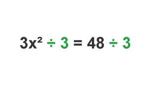 3x^2 / 3 = 48 / 3