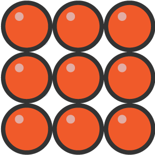 Atoms represented as a 2D grid of ordered circles.