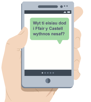 A mobile phone displaying a text message